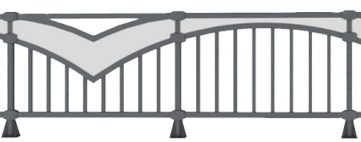 Цельнокомпозитное ограждение с декоративными элементами.